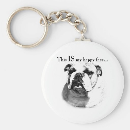 Bulldog Happy Face Key Chain