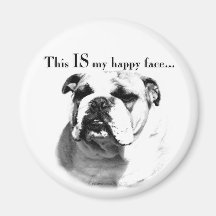 Bulldog Happy Face Magnets