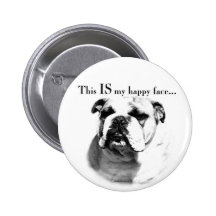 Bulldog Happy Face Pin