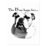 Bulldog Happy Face Post Card