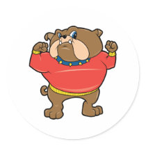 Bulldog Mascot Round Sticker