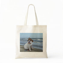 Bulldog Pirate on the beach Tote Bags