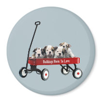 Bulldog Puppies In Wagon Magnet