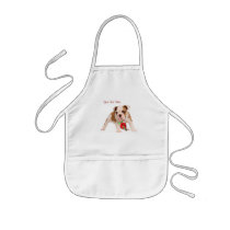 Bulldog Puppy and Christmas Candy Cane Snow Scene aprons