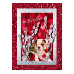 Bulldog Puppy Be My Valentine Postcard Version 2