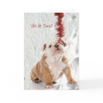 Bulldog Puppy Let It Snow Greeting #2 Customizable
