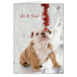Bulldog Puppy Let It Snow Greeting #2 Customizable Greeting Cards