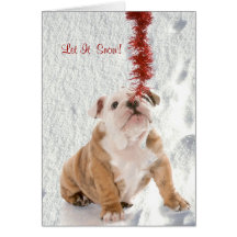 Bulldog Puppy Let It Snow Greeting #2 Customizable Greeting Cards