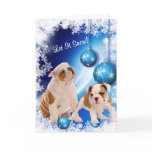 Bulldog Puppy Let It Snow Greeting - Customizable Greeting Card