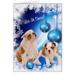 Bulldog Puppy Let It Snow Greeting - Customizable Greeting Card
