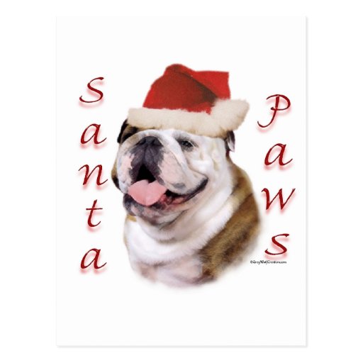 Bulldog Santa Paws Postcard