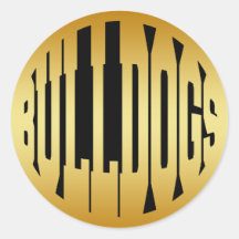 BULLDOGS - GOLD ROUND STICKERS