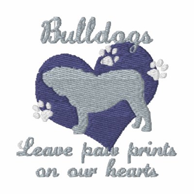 Bulldogs Leave Paw Prints Blue Embroidered Polo Shirt by MenagerieMayhem