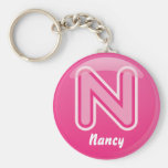 Bulle rose de la lettre N de Keychain Porte-clef