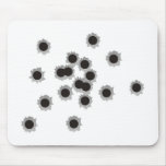Bullet holes from a rifle or gun, possibly shotgun mousepads