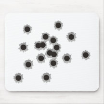 Bullet holes from a rifle or gun, possibly shotgun mousepads
