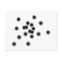 Bullet holes from a rifle or gun, possibly shotgun postcards