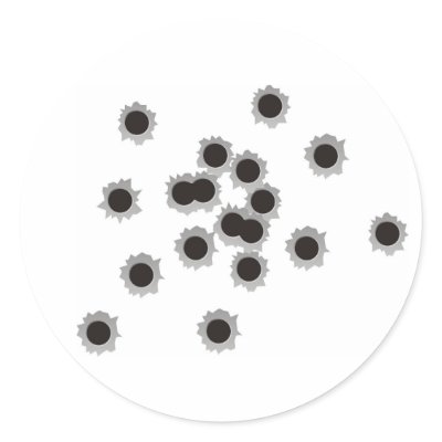 Bullet holes from a rifle or gun, possibly shotgun round sticker by techvinci