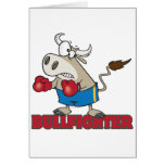 bullfighter funny boxer bull cartoon character greeting card