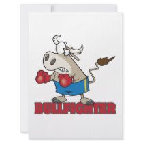 bullfighter funny boxer bull cartoon character personalized invites