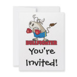 bullfighter funny boxer bull cartoon character custom invites
