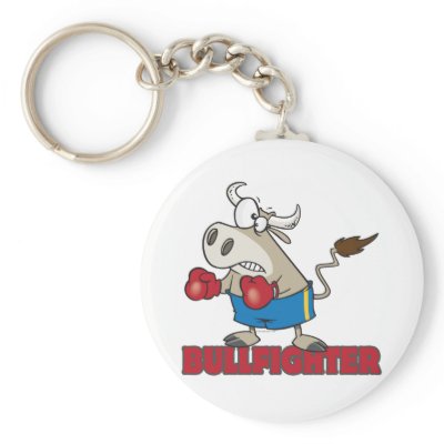 bullfighter funny boxer bull cartoon character keychains by tooni_dooni