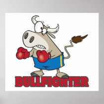bullfighter funny boxer bull cartoon character posters