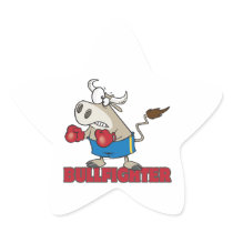 bullfighter funny boxer bull cartoon character star sticker