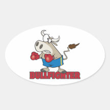 bullfighter funny boxer bull cartoon character sticker
