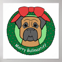 Bullmastiff Christmas Poster