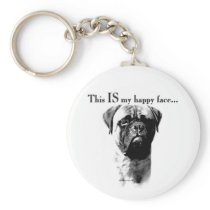 Bullmastiff Happy Face Keychain