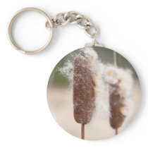 Bullrush nature photograph custom keychain