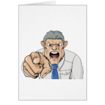 Bullying boss shouting and pointing cards