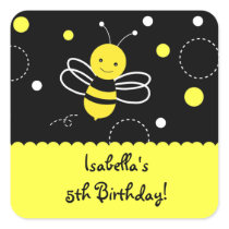 Bumble Bee Birthday Party Favour Stckers Labels