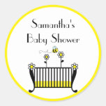 Bumble Bee Crib Baby Shower Round Stickers