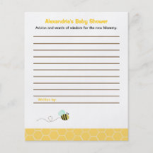 Bumble Bee Custom Flyer Baby Shower Advice Cards