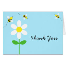 Bumble Bee Daisy Baby Shower Thank You Greeting Card