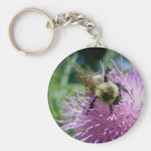 Bumble Bee on Thistle Keychain