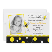 Bumble Bee Photo Birthday Party Invitations