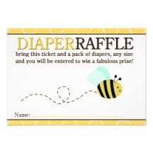 Bumble Bee Shower Diaper Raffle Card
