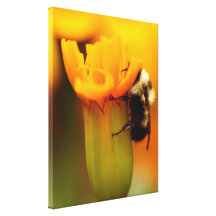 Bumble Bee with Marigold Gallery Wrap Canvas