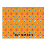 Bumblebees on orange background postcard