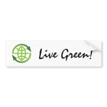 Bumper sticker: Live green - recycling symbol