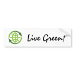 Bumper sticker: Live green - recycling symbol bumper stickers