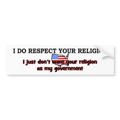 Bumper sticker separation of church and state by ADKJim