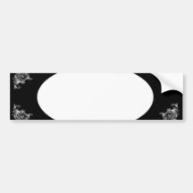 Bumper sticker VINTAGE FLORAL BLACK Damask