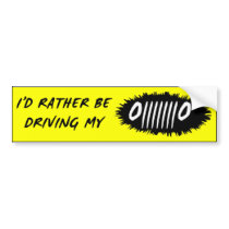 Bumper sticker - white grille - driving - custom