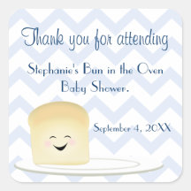 Bun in the Oven Blue Square Sticker