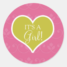 Bun In The Oven Girl Round Stickers