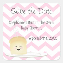 Bun in the Oven Girl Save the Date Stickers
